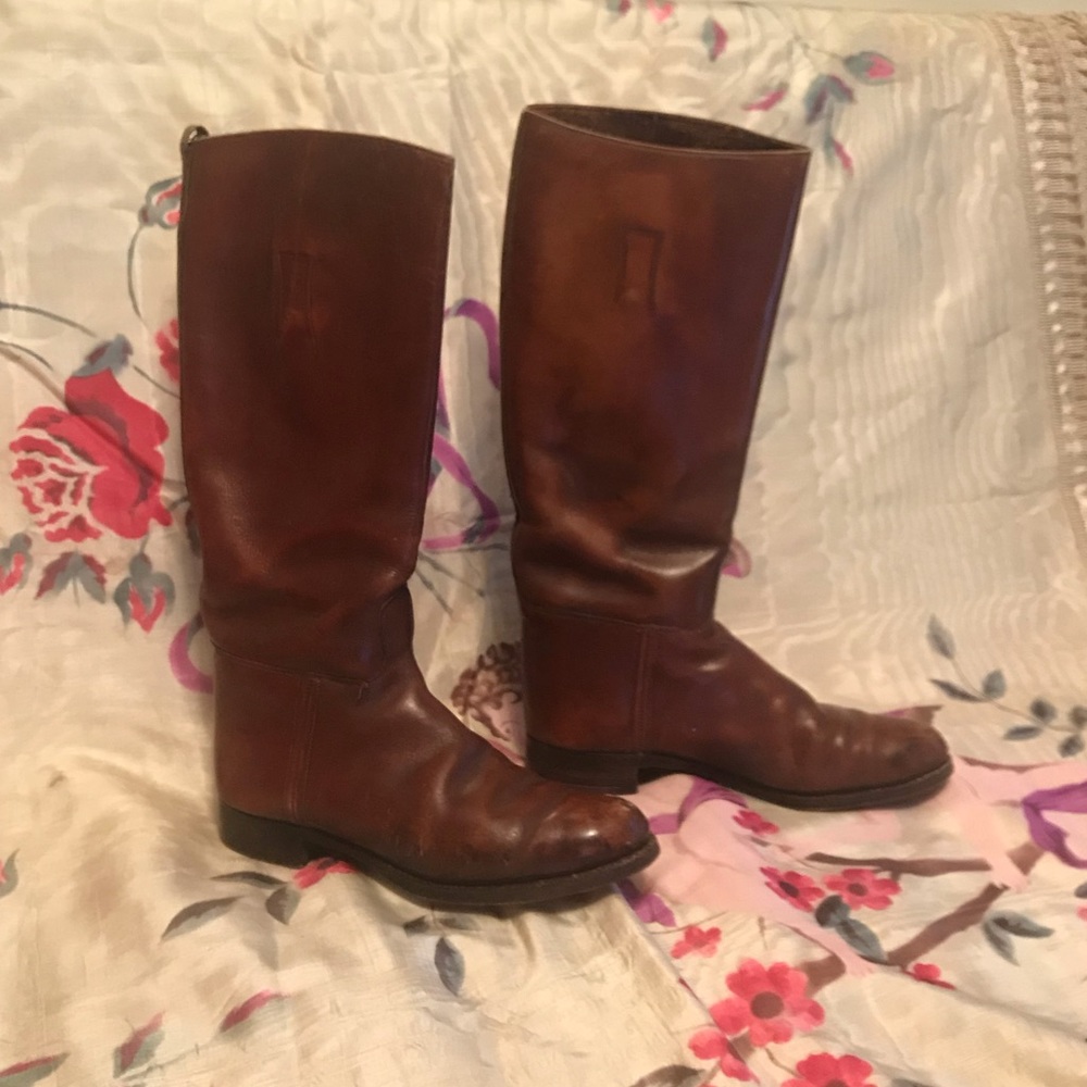 Brown leather boots